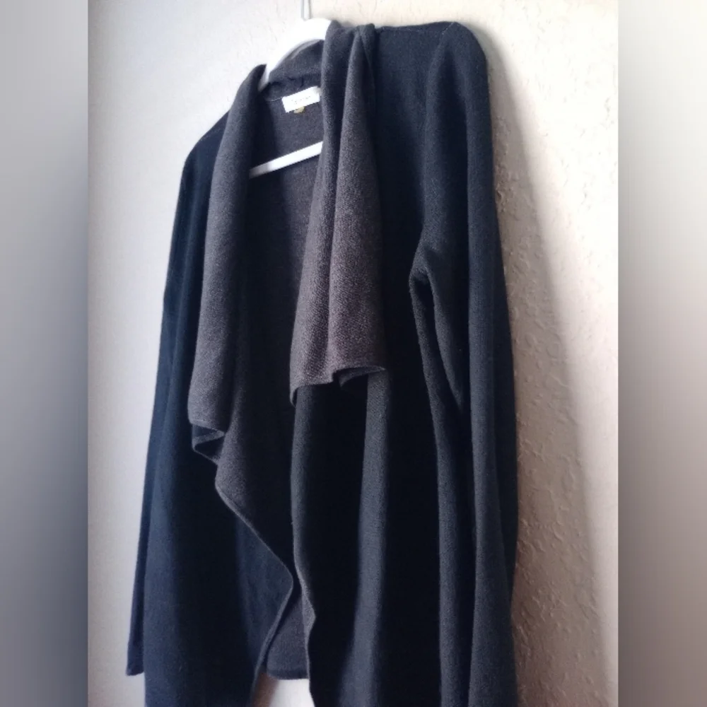 Calvin Klein Womens Open Cardigan Small Black/gray Wool Blend